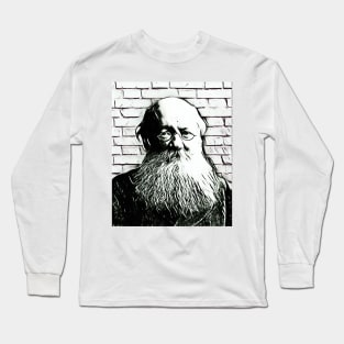 Peter Kropotkin Black and White Portrait | Peter Kropotkin Artwork 12 Long Sleeve T-Shirt